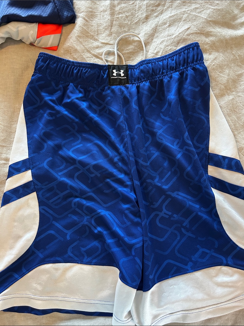 Under Armour Men's Athletic Shorts - Navy, Royal Blue, White, Neon Orange - Picture 10 of 16